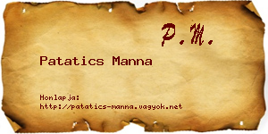 Patatics Manna névjegykártya